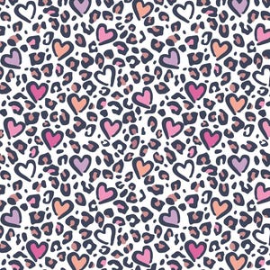 Pink Heart Leopard Print Cotton Fabric - Pure Cotton Leopard Fabric Handmade DIY Sold by 1/2 yard