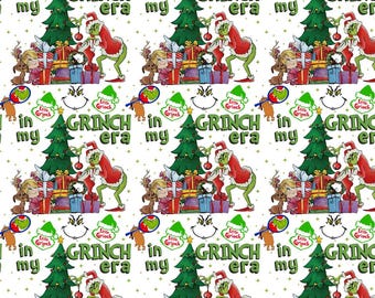 Christmas Grinch's Printed Cotton Fabric - Pure Cotton Christmas Fabric Handmade DIY Sold by 1/2 yard