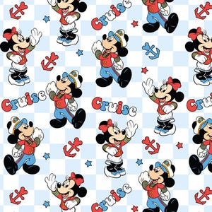 Mickey Mouse Captain Printed Cotton Fabric - Pure Cotton Disney Mickey Fabric Handmade DIY Sold by 1/2 yard