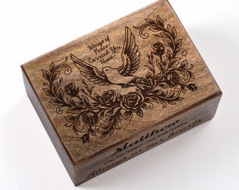 Personalized Wooden Dove Memorial Urn - Memorial Box For Human and Pet Ashes - Available in four Sizes