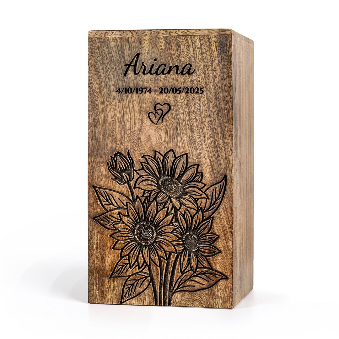 Personalized Wooden Cremation Urn Box for Human or Pet Ashes – Custom ...
