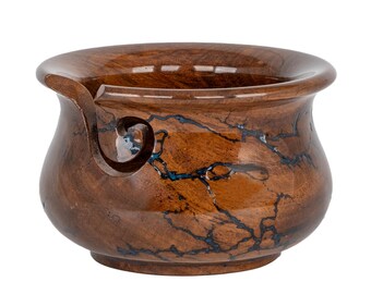 Personalized Pot Shaped Wood Yarn Bowl – Resin Inlay Yarn Bowl – 7x4 Inch Crochet & Knitting Bowl with 5,6 mm hooks – Yarn Bowl Gift for Mom