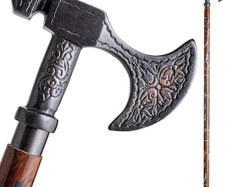 36" Axe Handle Wooden Walking Cane for Men & Women – Thunderstorm and Resin Detachable Handmade Premium Rosewood Cane – Personalized Gift
