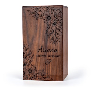 Personalized Wooden Cremation Urn Box – Handmade Decorative, Burial, Memorial Urns for Male, Female and Children - Customized Urn for Ashes