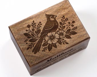 Cardinal Birds Urn – Personalized Cremation Urns for Human Ashes - Keepsake Box - Urn for Female and Child