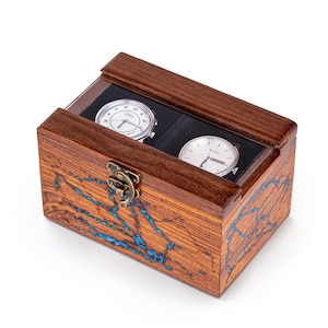 Watch Box for Men&#39;s and Women – Dark Rosewood Display Case with Glass Lid, Lichtenburg and Resin Work, Premium Watch Storage Box