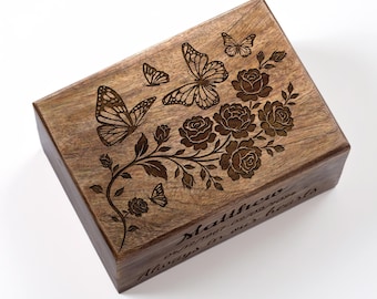 Butterfly Urn – Personalized Cremation Urns for Human Ashes - Keepsake Box - Urn for Female and Child