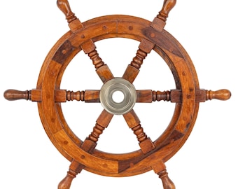 Personalized Wooden Ship Wheel Wall Decor – Wood Nautical Wheel – 12" to 48" Sizes – Custom Coastal Wall Art – Handmade Boat Steering Wheel