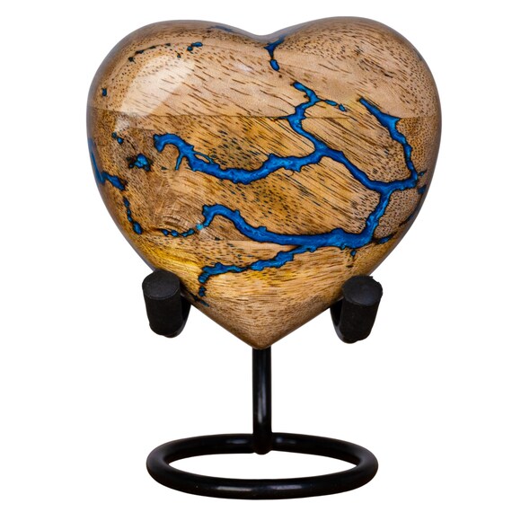 Heart Shaped Wooden Cremation Urn - Handmade Beige Urn For Human Or Pet Ashes, Keepsake, Decorative
