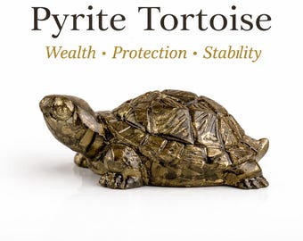 Certified Pyrite Turtle | Feng Shui Wealth Decor | Desk Prosperity Gift