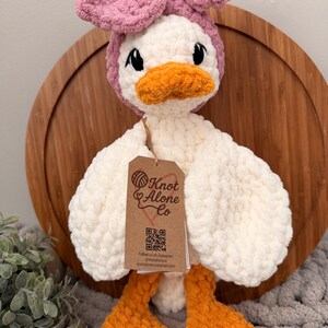 Grand canard au crochet Lovey | Couette fait main avec bandeau ou chapeau | Cadeau bébé fait main image 2