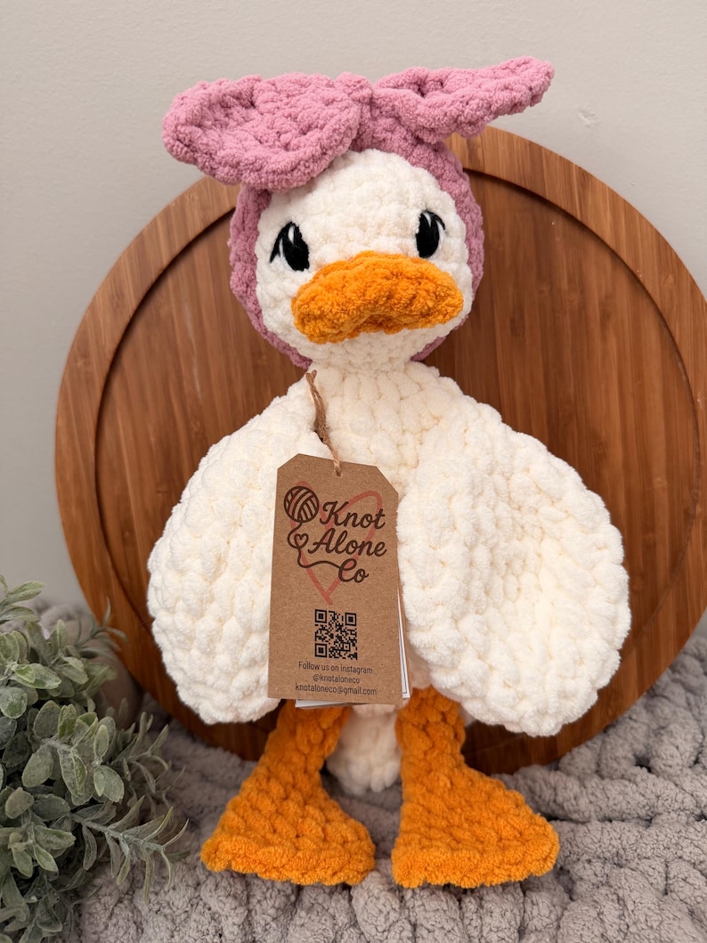 Grand canard au crochet Lovey | Couette fait main avec bandeau ou chapeau | Cadeau bébé fait main image 2