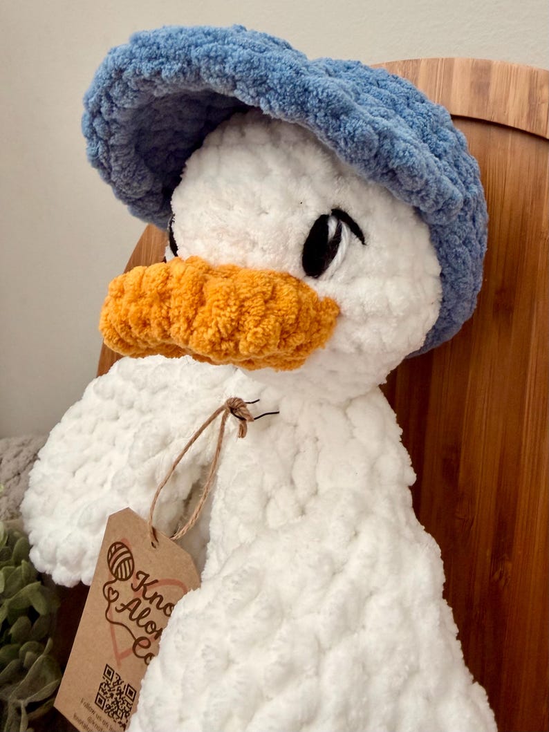 Grand canard au crochet Lovey | Couette fait main avec bandeau ou chapeau | Cadeau bébé fait main image 5
