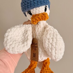Grand canard au crochet Lovey | Couette fait main avec bandeau ou chapeau | Cadeau bébé fait main image 6