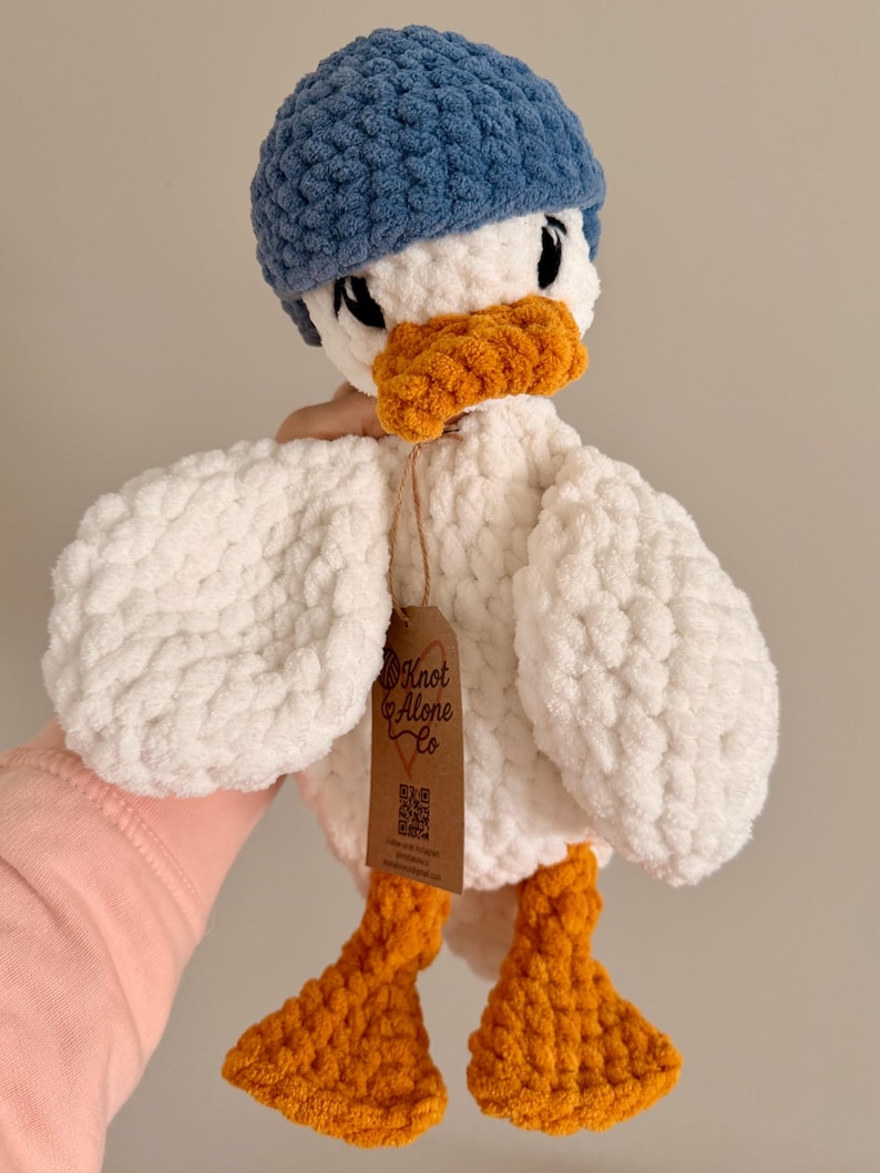 Grand canard au crochet Lovey | Couette fait main avec bandeau ou chapeau | Cadeau bébé fait main image 6