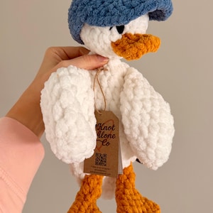 Grand canard au crochet Lovey | Couette fait main avec bandeau ou chapeau | Cadeau bébé fait main image 7