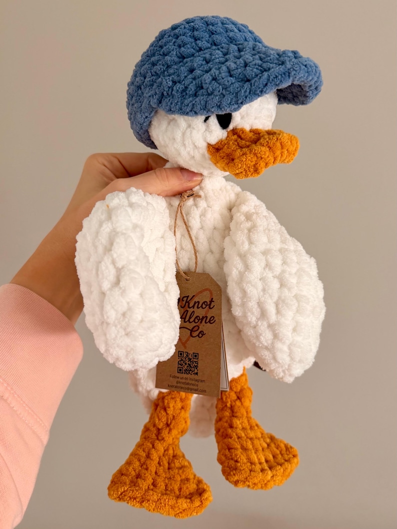 Grand canard au crochet Lovey | Couette fait main avec bandeau ou chapeau | Cadeau bébé fait main image 7