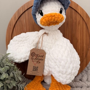 Grand canard au crochet Lovey | Couette fait main avec bandeau ou chapeau | Cadeau bébé fait main image 3