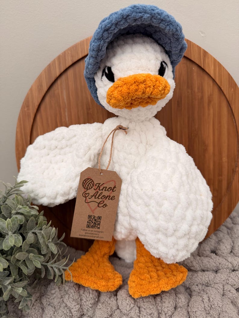 Grand canard au crochet Lovey | Couette fait main avec bandeau ou chapeau | Cadeau bébé fait main image 3