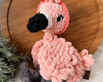 Peluche flamant rose au crochet | Couverture de sécurité Amigurumi en peluche douce, décoration de chambre d'enfant