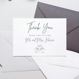 Modelo de Cartão de Agradecimento de Noivado Editável | Design Canva para Imprimir | Cartão de Agradecimento de Casamento Moderno | Download Digital
