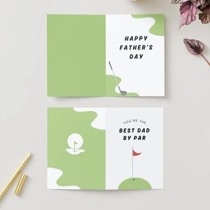 Biglietto d'auguri stampabile per la festa del papà per papà golfista / Biglietto pieghevole "Miglior papà per Par" / Download immediato / Regalo fai da te per la festa del papà a tema golf
