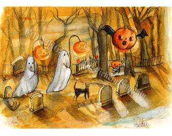 A Cemetery Tour Print by Mandy Moon