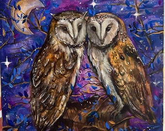 Original The Lovers Owls by Mandy Moon