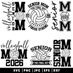 Beachvolleyball Senior 2026 Mom svg, Png, The Final Set, Finish stark, schwarz & weiß, Beachvolleyball-Saison, Seniorennacht, Beachvolleyball-Mama-Shirt-Svg