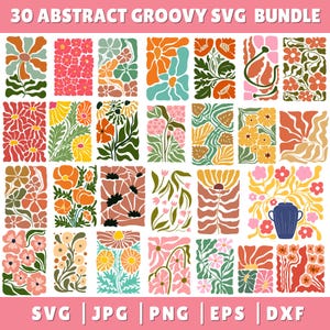 Abstract flower svg and png bundle, danish flower svg, retro flower svg, boho flower svg, floral png, boho floral png svg, groovy flower svg