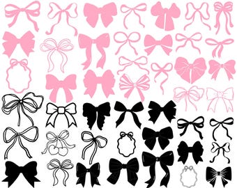 Boho Ribbon Svg Bundle, Coquette Bow Svg, Ribbon bow Svg, Bow Svg Png, Hair Bow Svg, Bow Tie Svg, Hand Draw frames, Wavy Borders,Bow outline