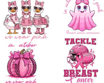 In October We Wear Pink SVG, Breast Cancer Awareness Png, Retro Breast Cancer Png, Halloween Pink Ghost png, Halloween Shirt Sublimation,