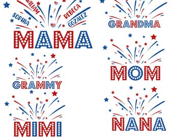 Bundle Custom America Mom With Kids Names Png, Mama 4th Of July Png, 4th of July Png, Fourth of July, independence Day Png,Stars and Stripes