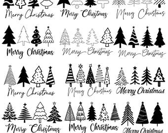 12 Merry Christmas Tree SVG Bundle, Holiday Christmas Trees SVG, Farmhouse Christmas Cut Files for Cricut, Silhouette, Png, Svg, Dxf, Png,