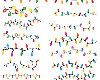 Christmas Lights Svg Bundle, Seamless Christmas Lights Pattern, Christmas Light String Svg, Light Strand, String Lights, Instant Download,
