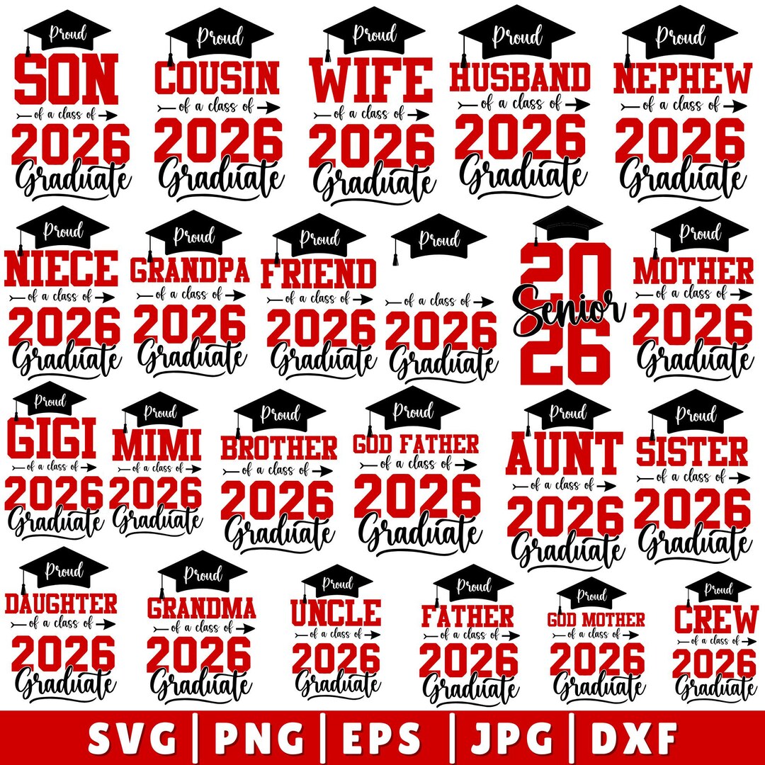 Proud Graduate 2026 Svg Bundle, Graduation Svg Png, Class of 2026svg ...