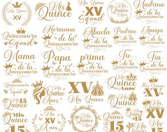 Mis kweepeer SVG-bundel | Quinceañera SVG-png voor Cricut | Clipart 15e verjaardag | Latina meisje SVG | Feestdecor kweepeer, direct downloaden,