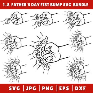 Father&#39;s Day Fist Bump Set, Father&#39;s Day Design, Baby Toddler Kid Dad Fist Bump SVG,  Dad Fist Bump Svg, Father&#39;s Love Svg, Customized name