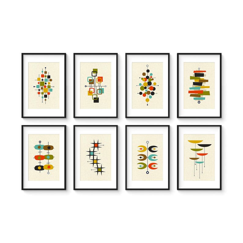 Mid Century Modern Art Print Set Large Wall Art Etsy UK