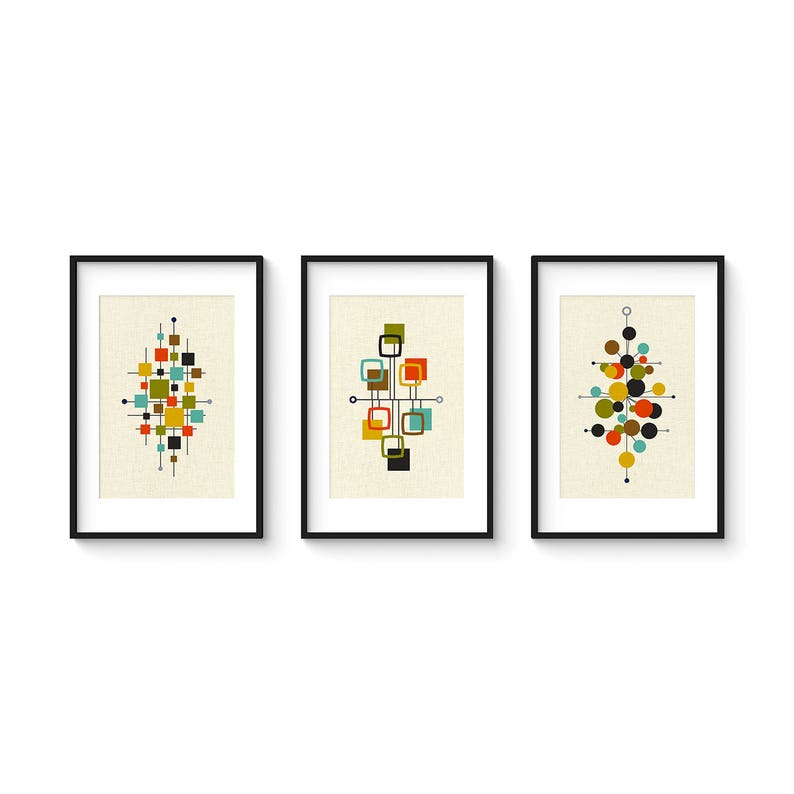 Modern Art Print Set Inspired by Mid Century Modern Design Etsy