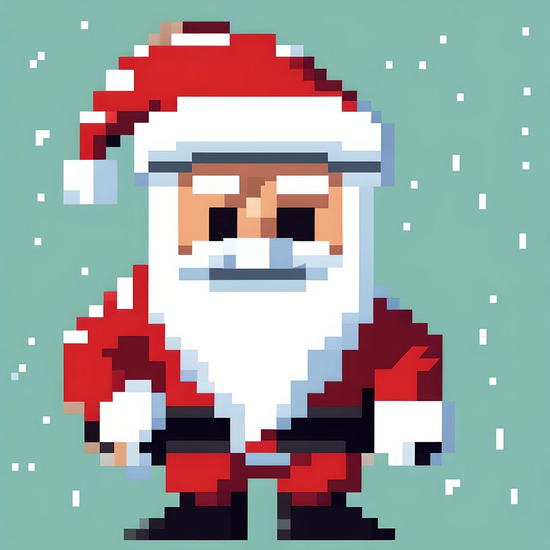 Pixel Santa Claus – Retro 8-bit Christmas Poster – Funny Digital Wall ...