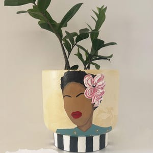 The Resistance in Bloom Series | Billie Holiday-The Defiant|  Hand Painted Portrait Planter- Indoor Decor