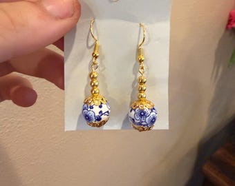 Cloisonné Beaded Dangle Earrings