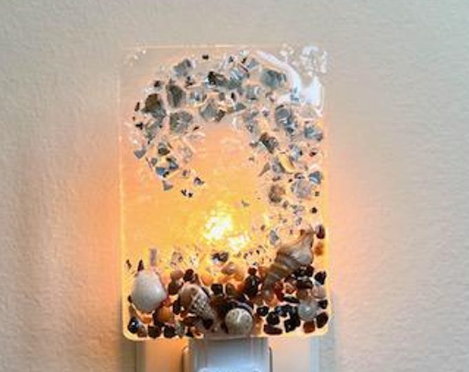 Ocean Wave Curl Night Light,  Glass Night Light, Ocean Night Light, Glass Night Light, Sea Decor