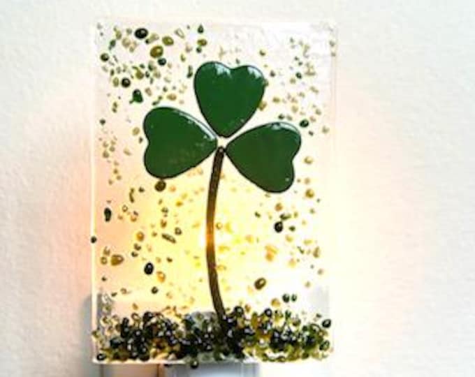 Shamrock Tree Fused Glass Night Light, Bringing the Outdoors In, Bedroom, Bathroom, Hallway Light, Nature Inspired, Plug In Accent Light