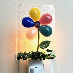 Colorful Fused Glass Flower Night Light