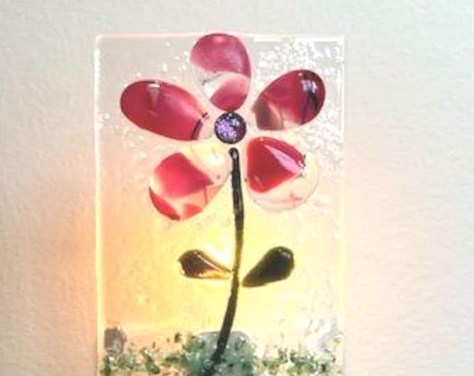 Pink Flower Night Light, Fused Glass Night Light, Flower Night Light, Glass Night Light, Bringing the Outdoors In