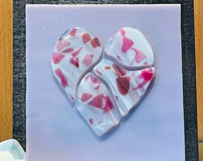 Fused Glass Framed Heart, Gift from the Heart, Forever Heart, Heartlines by Lyn Hunter