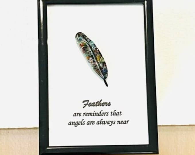 Framed fused glass Feathers Art, Gift of Love, Gift for Someone Special, Joyful Inspirations