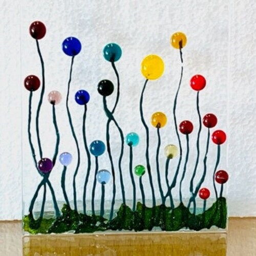 Cheerful Everlasting Forever Flower Bouquet Fused Glass Art Etsy